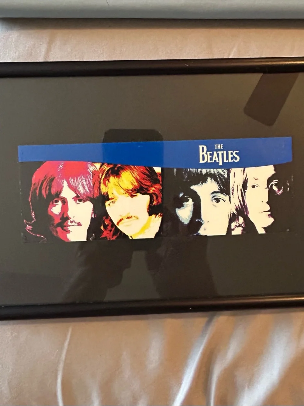 The Beatles Framed Art - Black with Blue, Red, Yellow and White Accents